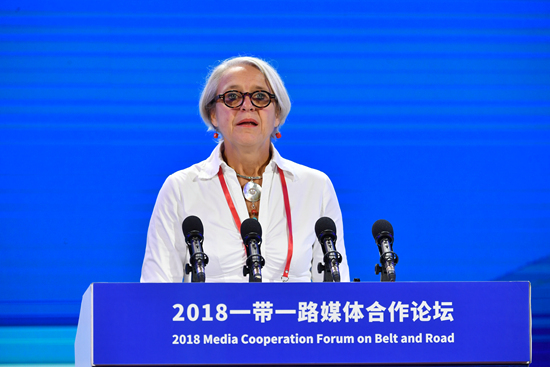 荷兰荷广传媒首席执行官 杰奎琳·朗普（人民网记者 翁奇羽 摄）